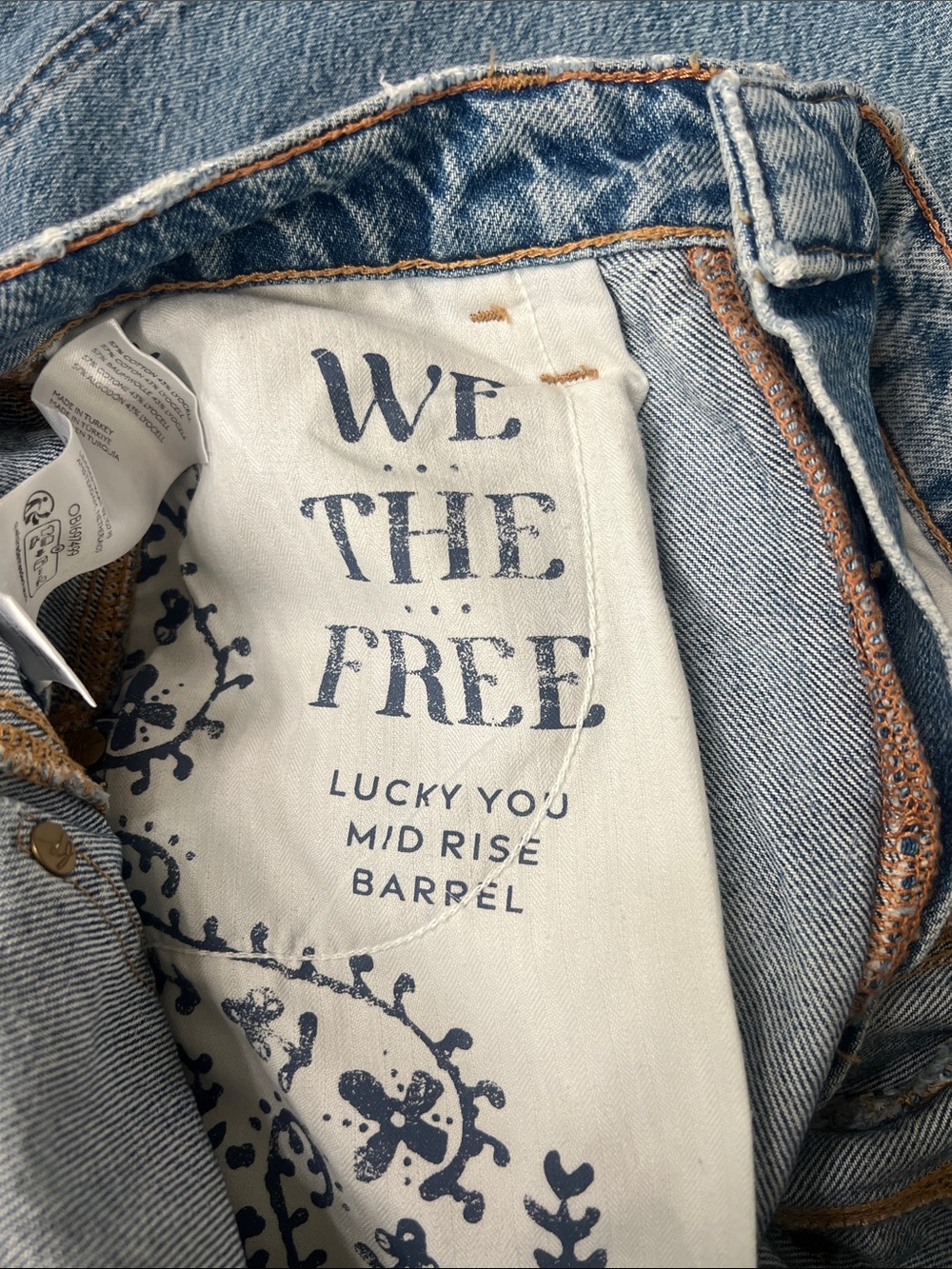 Free People Mid Rise Barrel - Lucky You - Picture 6 of 7